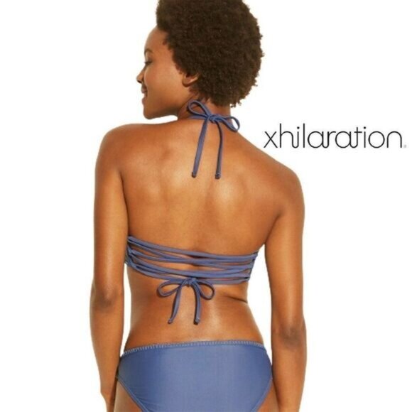 Xhilaration Women's Crochet Halter High-Neck Bikini Top Swimsuit NWT - Picture 2 of 6